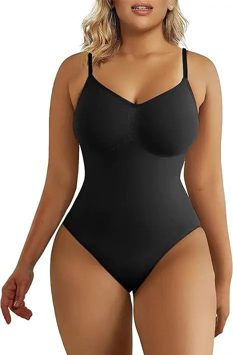 Combinaison gainante sillouhette fine, bretelle spaghetti / V Neck Spaghetti Strap Bodysuits Compression Body Suits Open Crotch Shapewear Slimming Body Shaper Smooth Out Bodysuit Shaper