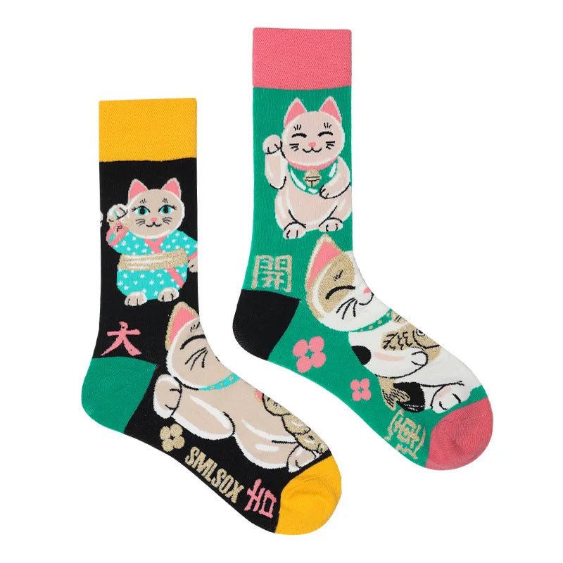 1 Pair Man Women Sock Original AB Tide Socks Colorful Cat Dog Koala Cow Cotton Socks Four Seasons Unisex Socks for Birthday Gift