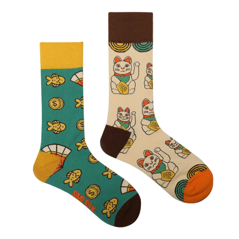1 Pair Man Women Sock Original AB Tide Socks Colorful Cat Dog Koala Cow Cotton Socks Four Seasons Unisex Socks for Birthday Gift