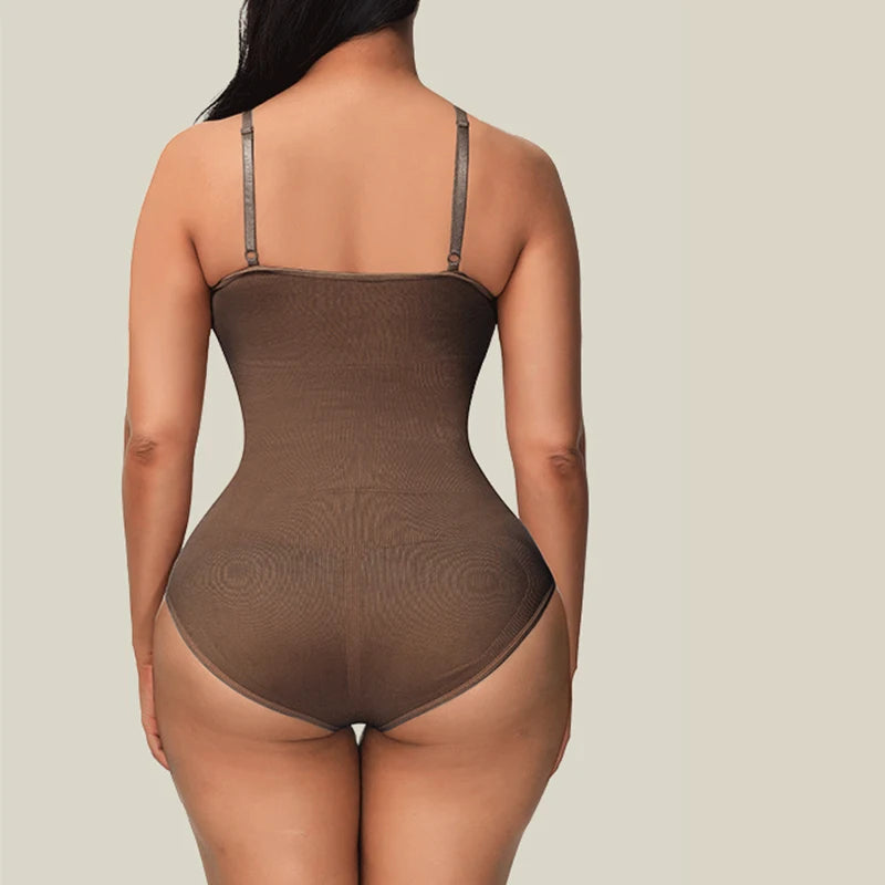 Combinaison gainante sillouhette fine, bretelle spaghetti / V Neck Spaghetti Strap Bodysuits Compression Body Suits Open Crotch Shapewear Slimming Body Shaper Smooth Out Bodysuit Shaper