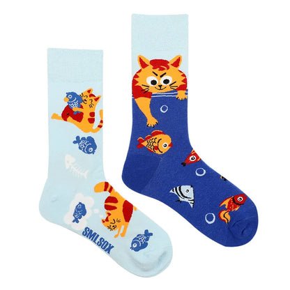 1 Pair Man Women Sock Original AB Tide Socks Colorful Cat Dog Koala Cow Cotton Socks Four Seasons Unisex Socks for Birthday Gift