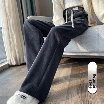 Pantalon Large Femme – Doublé Polaire, Style Sportif 2025