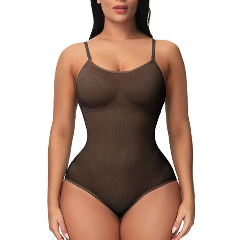 Combinaison gainante sillouhette fine, bretelle spaghetti / V Neck Spaghetti Strap Bodysuits Compression Body Suits Open Crotch Shapewear Slimming Body Shaper Smooth Out Bodysuit Shaper