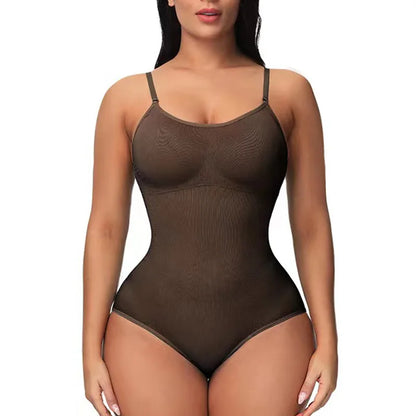 Combinaison gainante sillouhette fine, bretelle spaghetti / V Neck Spaghetti Strap Bodysuits Compression Body Suits Open Crotch Shapewear Slimming Body Shaper Smooth Out Bodysuit Shaper