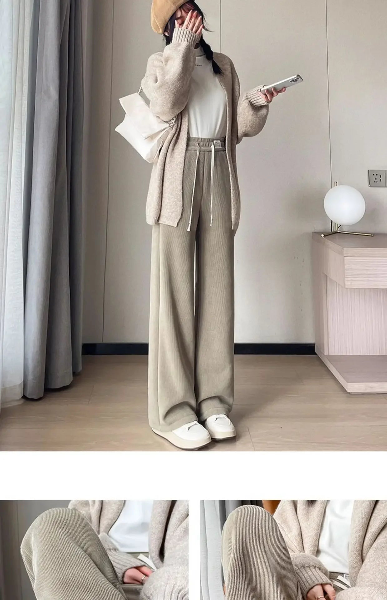 Pantalon Large Femme – Doublé Polaire, Style Sportif 2025