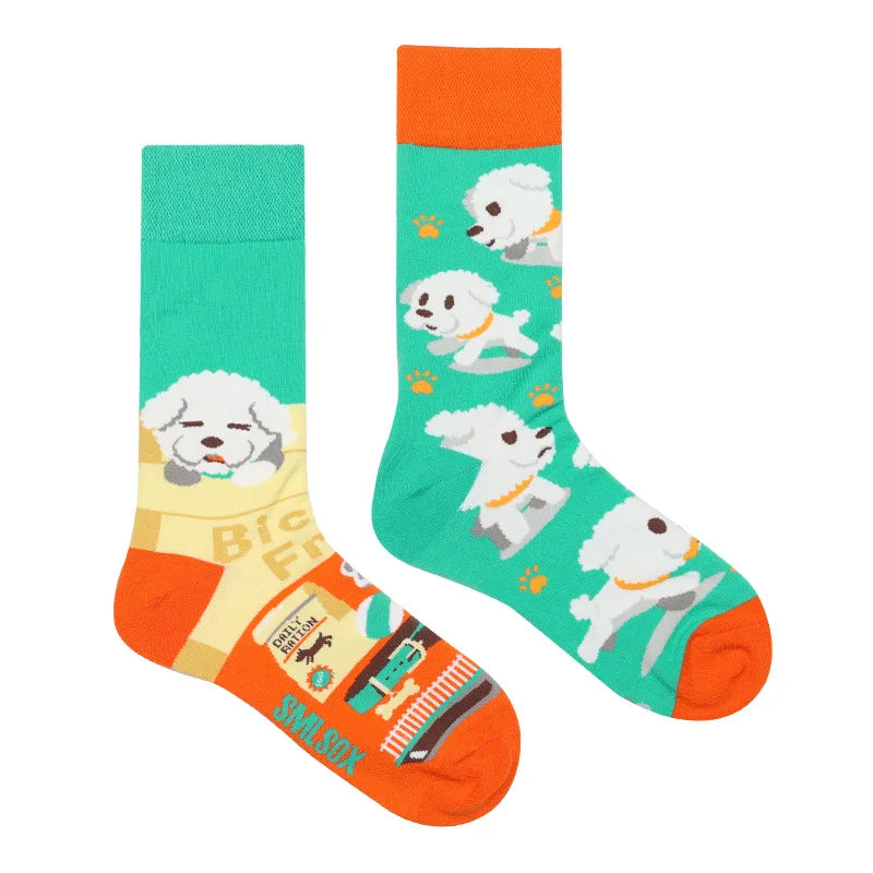 1 Pair Man Women Sock Original AB Tide Socks Colorful Cat Dog Koala Cow Cotton Socks Four Seasons Unisex Socks for Birthday Gift