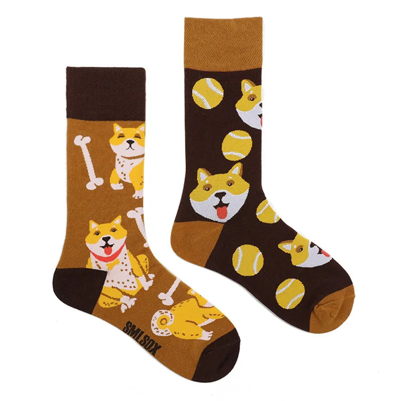 1 Pair Man Women Sock Original AB Tide Socks Colorful Cat Dog Koala Cow Cotton Socks Four Seasons Unisex Socks for Birthday Gift