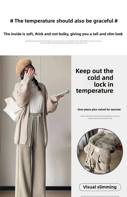 Pantalon Large Femme – Doublé Polaire, Style Sportif 2025