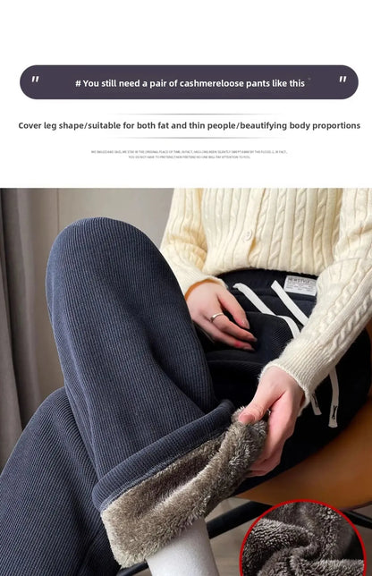 Pantalon Large Femme – Doublé Polaire, Style Sportif 2025