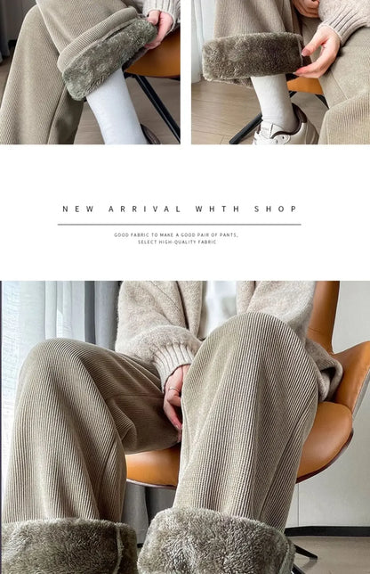 Pantalon Large Femme – Doublé Polaire, Style Sportif 2025