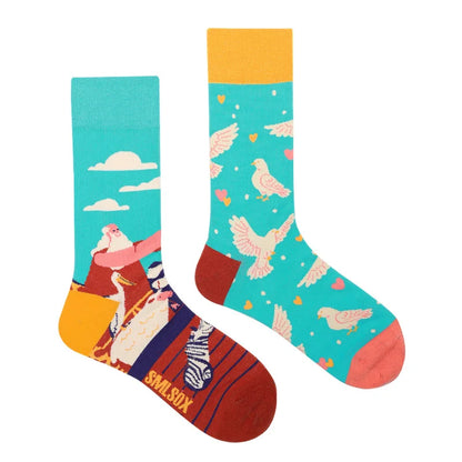 1 Pair Man Women Sock Original AB Tide Socks Colorful Cat Dog Koala Cow Cotton Socks Four Seasons Unisex Socks for Birthday Gift