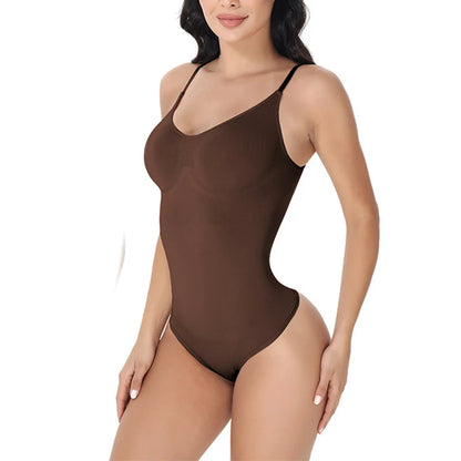 Combinaison gainante sillouhette fine, bretelle spaghetti / V Neck Spaghetti Strap Bodysuits Compression Body Suits Open Crotch Shapewear Slimming Body Shaper Smooth Out Bodysuit Shaper