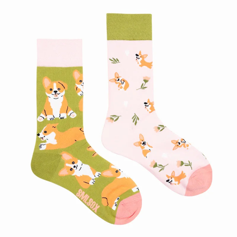 1 Pair Man Women Sock Original AB Tide Socks Colorful Cat Dog Koala Cow Cotton Socks Four Seasons Unisex Socks for Birthday Gift