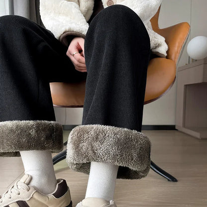 Pantalon Large Femme – Doublé Polaire, Style Sportif 2025