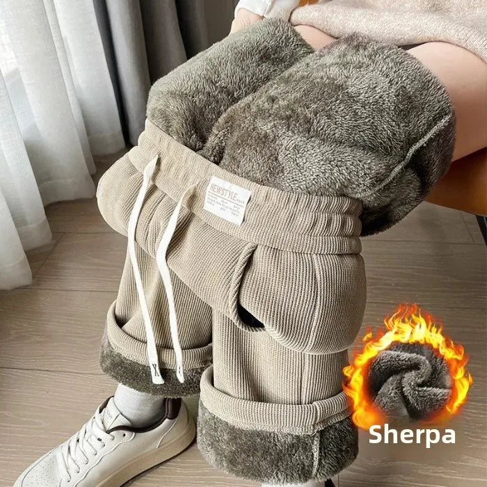 Pantalon Large Femme – Doublé Polaire, Style Sportif 2025