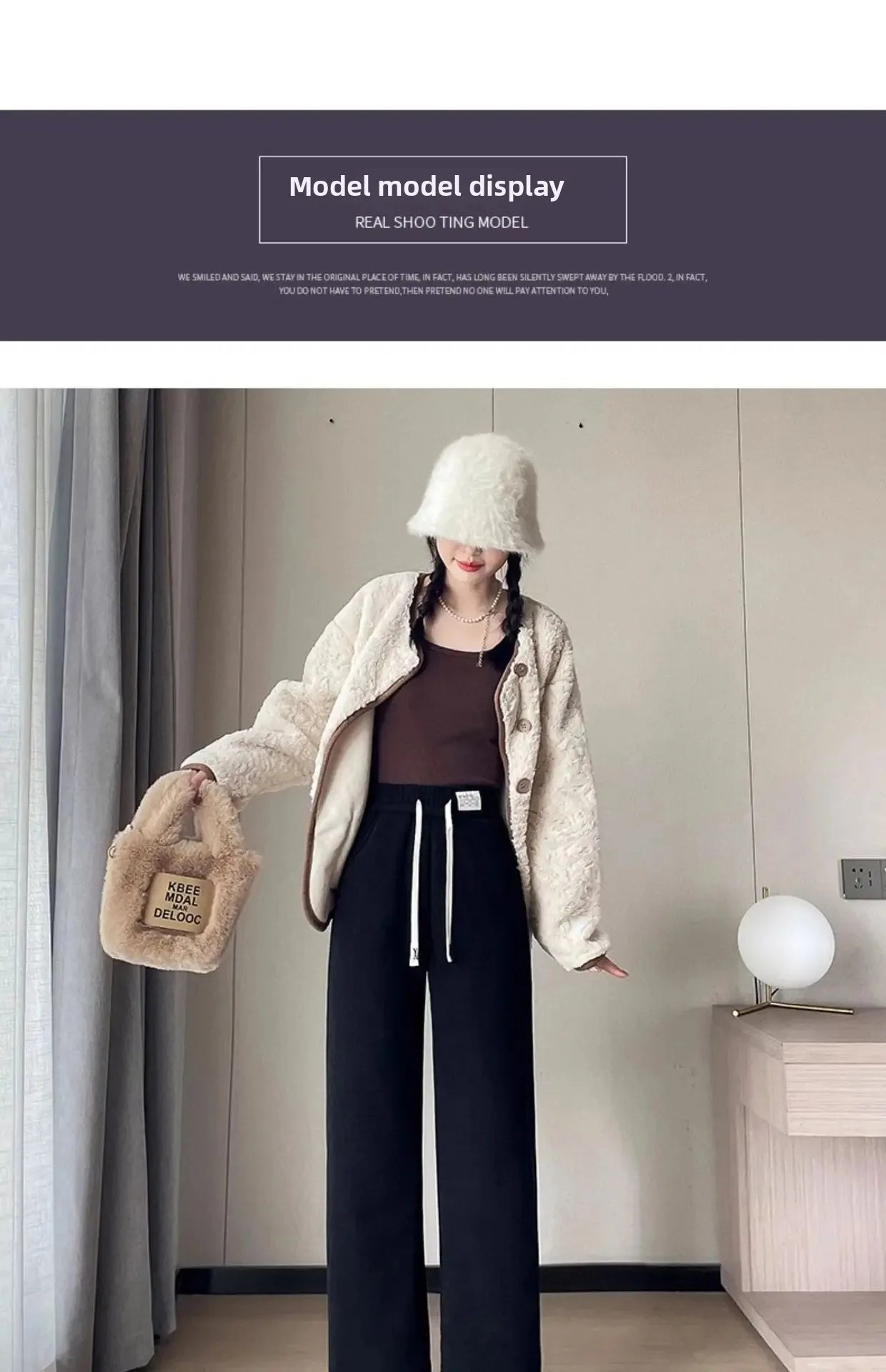 Pantalon Large Femme – Doublé Polaire, Style Sportif 2025