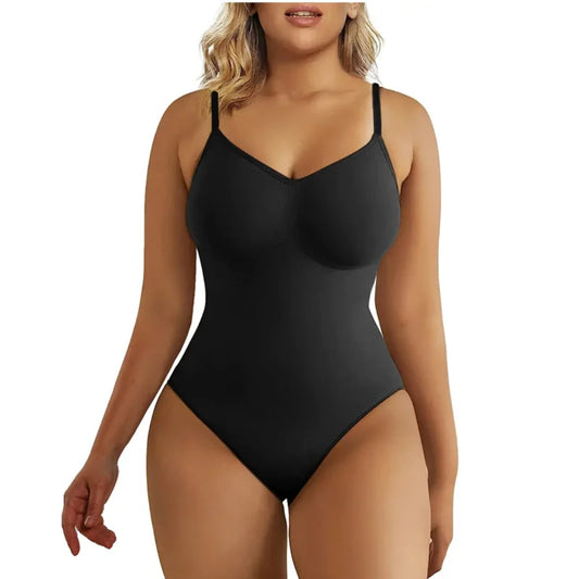 Combinaison gainante sillouhette fine, bretelle spaghetti / V Neck Spaghetti Strap Bodysuits Compression Body Suits Open Crotch Shapewear Slimming Body Shaper Smooth Out Bodysuit Shaper