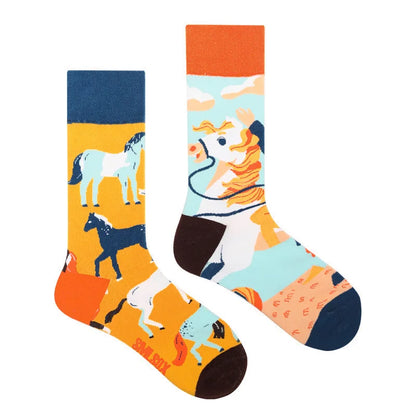 1 Pair Man Women Sock Original AB Tide Socks Colorful Cat Dog Koala Cow Cotton Socks Four Seasons Unisex Socks for Birthday Gift