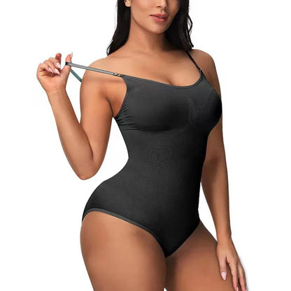 Combinaison gainante sillouhette fine, bretelle spaghetti / V Neck Spaghetti Strap Bodysuits Compression Body Suits Open Crotch Shapewear Slimming Body Shaper Smooth Out Bodysuit Shaper