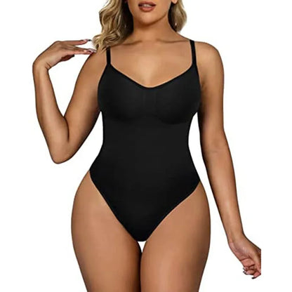 Combinaison gainante sillouhette fine, bretelle spaghetti / V Neck Spaghetti Strap Bodysuits Compression Body Suits Open Crotch Shapewear Slimming Body Shaper Smooth Out Bodysuit Shaper